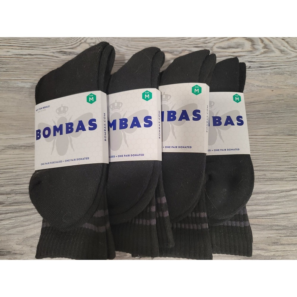 Bombas Socks set of 4 NEW crew length honeycomb arch support ments 6-9 black